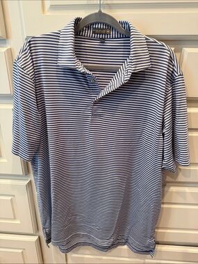 Peter Millar Navy and White Striped Polo
